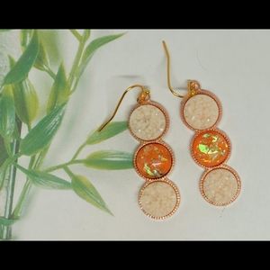 3/$20 Ivory and Peach Druzy Dangle Earrings